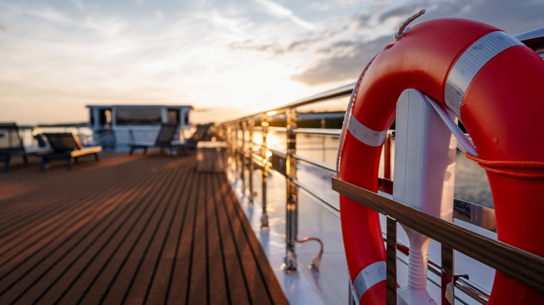 A lifebuoy on a boat deck