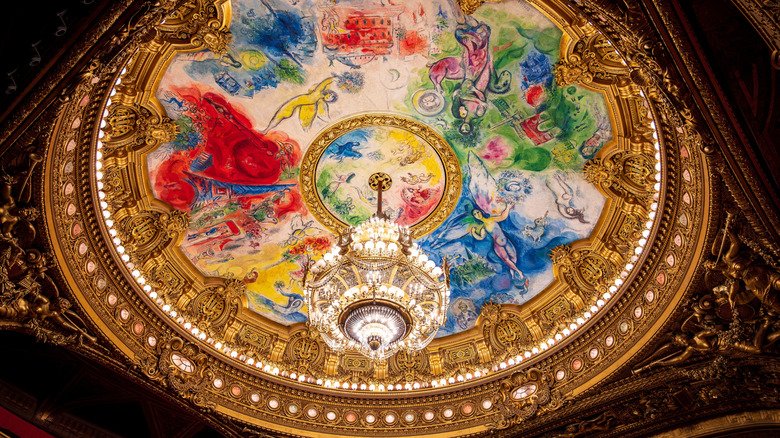 A close-up of Chagall's painting of Opera Garnier's dome