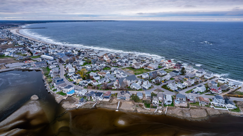 An aerial view of Wells Beach