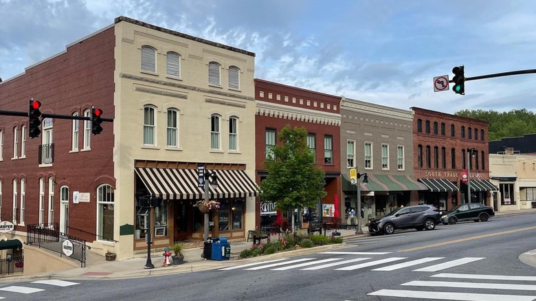 Building facades in downtown Tryon, North Carolina