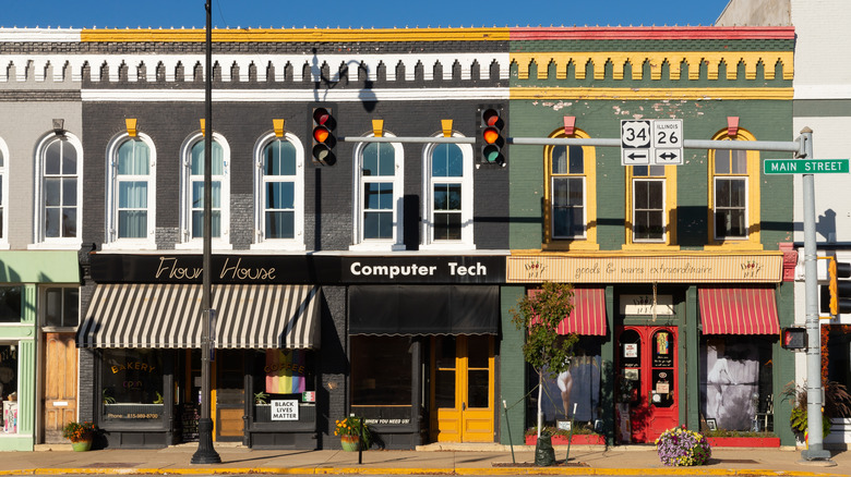 Cute, colored buildings line Princeton's Main Street