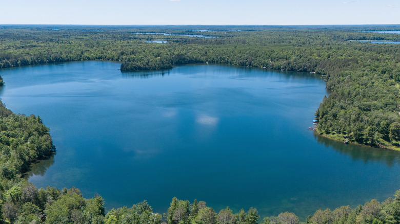 Aerial view of Hunter Lake near Longville, Minnesota