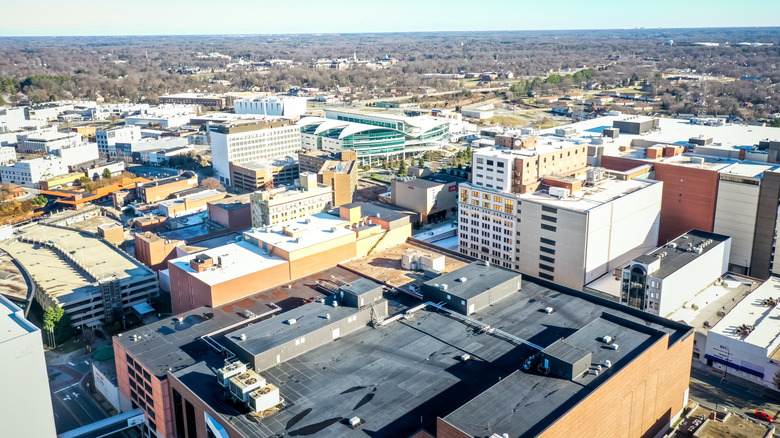 Overhead skyline shot of High Point, North Carolina