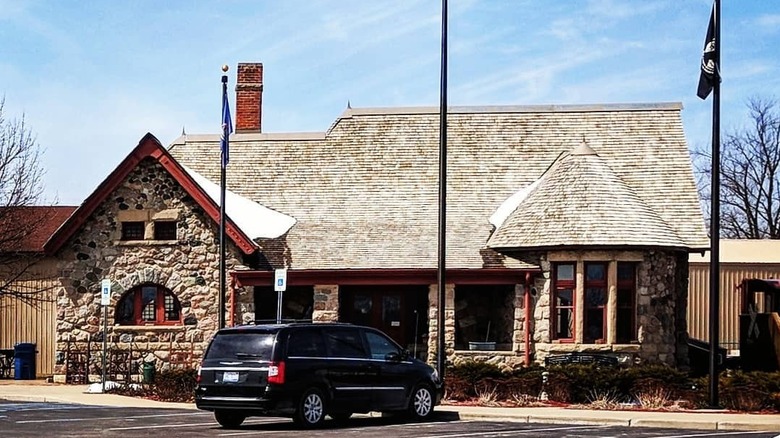 The outside of the Standish Historical Depot in Standish, Michigan