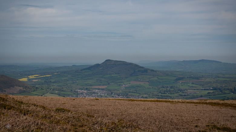 The peak of Skirrid Fawr rises above the town of Abergavenny