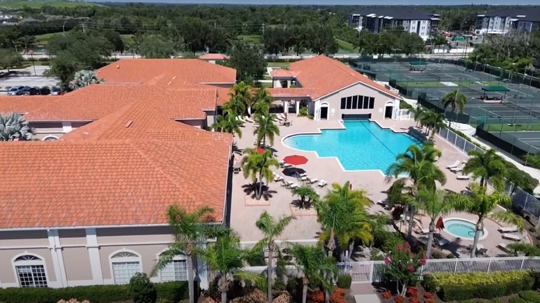 Aerial view of Cascade community pool