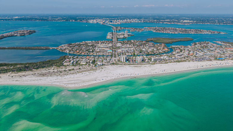 Aerial view of the Lido Key/St. Armands Circle neighborhood of Sarasota