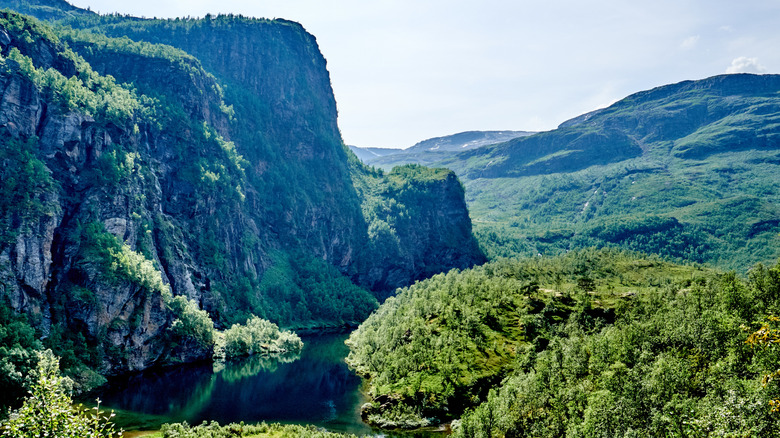 The glacially formed Aurlandsdalen Valley (called the Grand Canyon of Norway) on a clear day