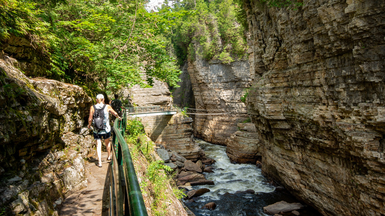 Hiker explores Ausable Canyon