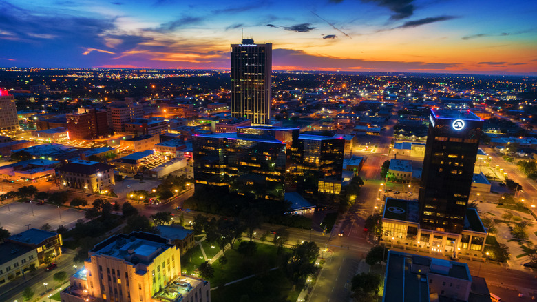 Skyline of Amarillo at sundown