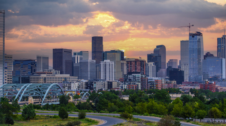 Denver skyline during sunset