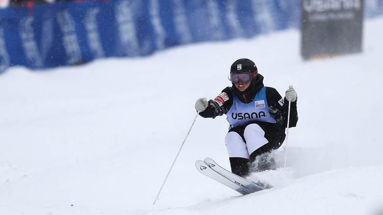 Tess Johnson of the United States during a training session at Whiteface Mountain