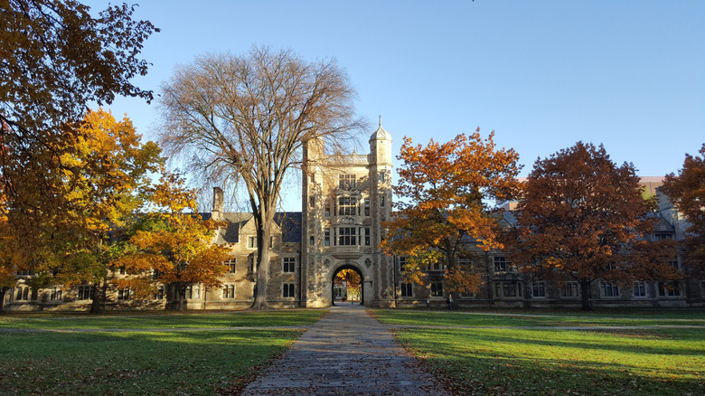 Exterior of a Gothic building on the University of Michigan campus