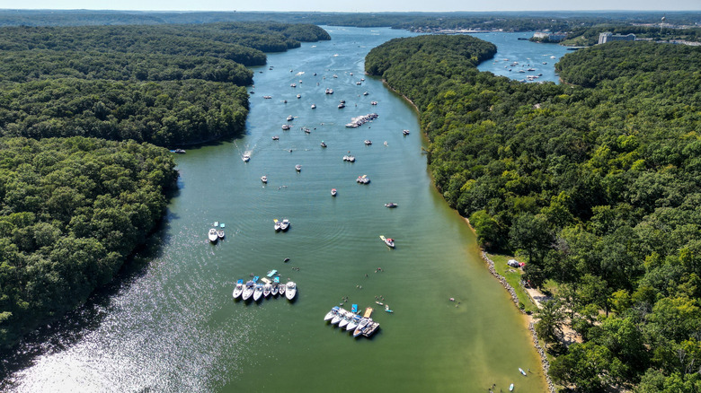 Boats on a lake in Missouri