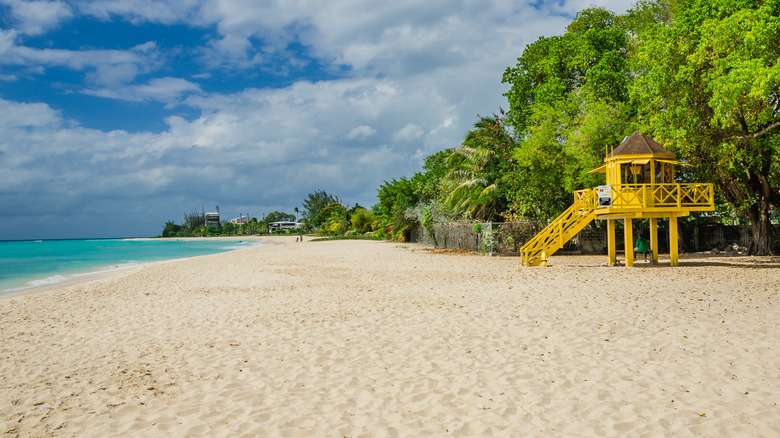An empty lifeguard hut in Barbados