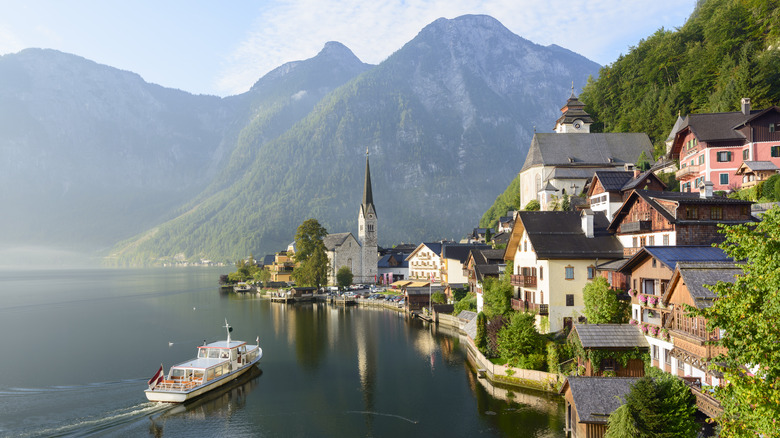 village of hallstatt in the mountains