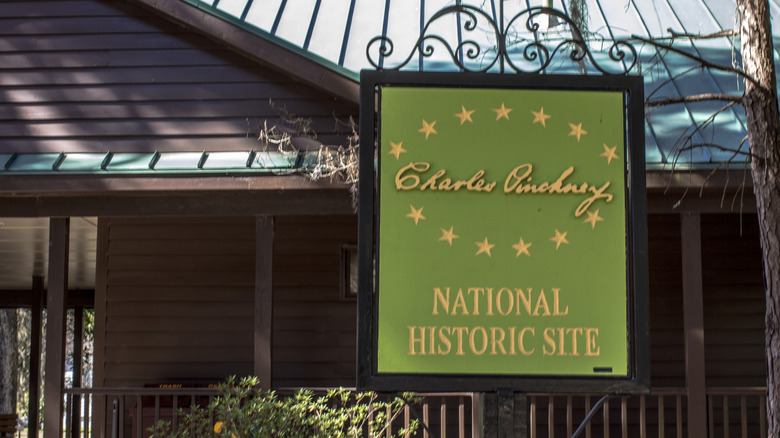 Welcome sign to Charles Pinckney National Historic Site
