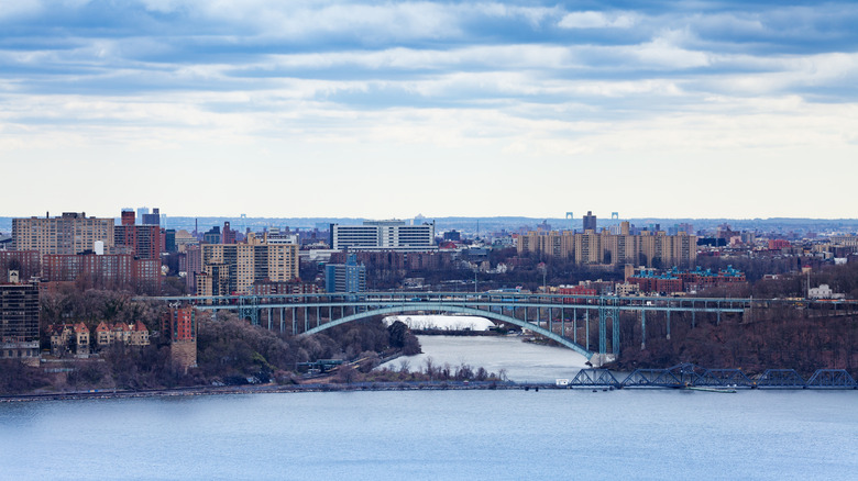A view of Henry Hudson Bridge and Bronx from Englewood Cliff.