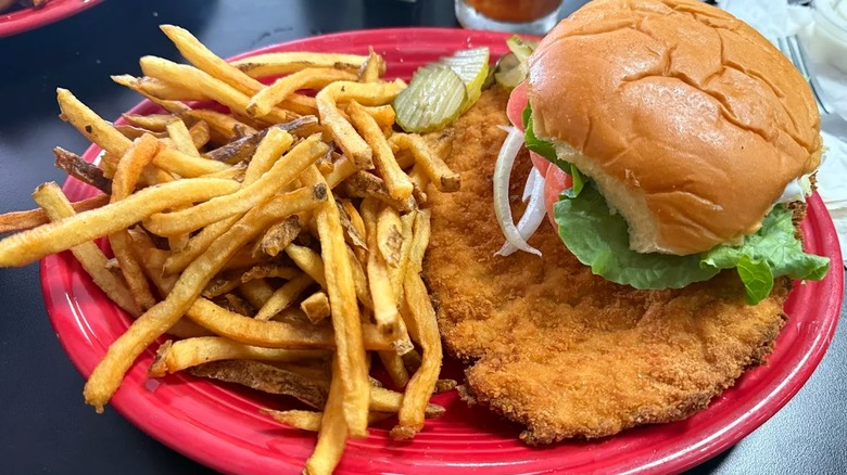 The breaded pork tenderloin sandwich at Nick's Kitchen