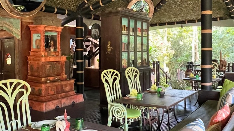 Eclectic interiors at the Headquarters Restaurant at Shinta Mani Wild
