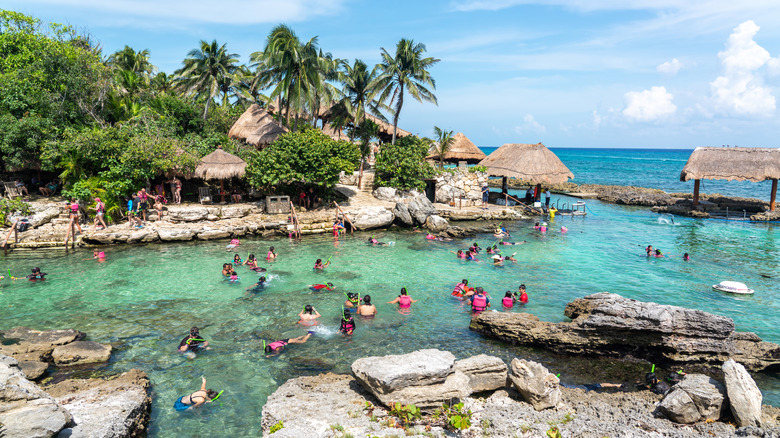 Snorkelers in Xcaret Park