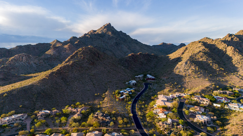 Aerial view of Phoenix mountains