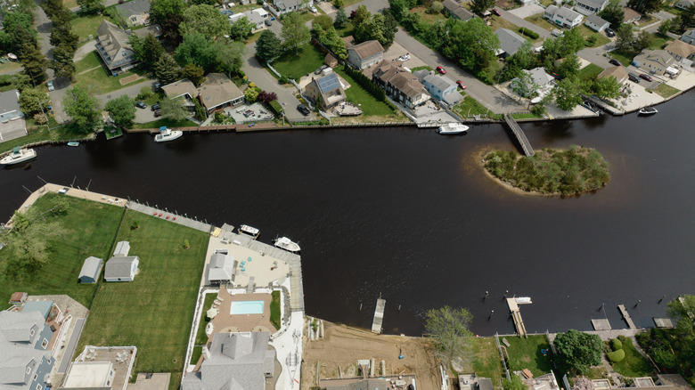Aerial drone view of Toms River, New Jersey.