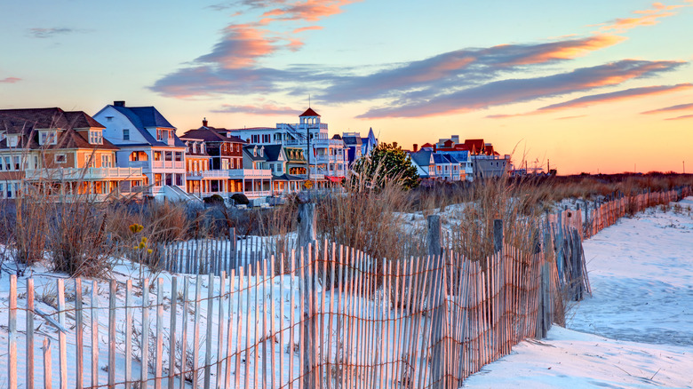 A view of Cape May's historic architecture from the beach