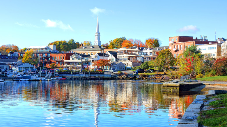 Camden harbor with skyline in background
