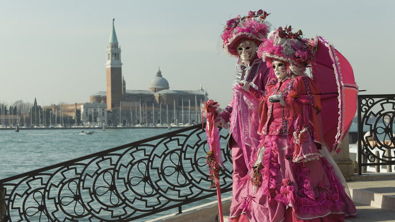 Masked people in Venice during Carnival