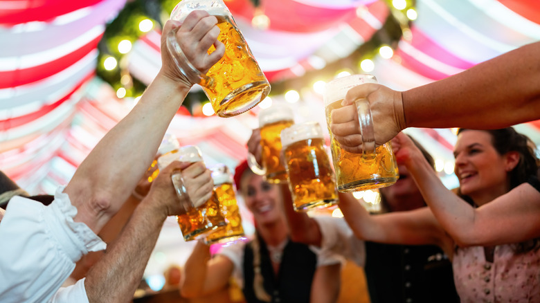 People in beer tent during Oktoberfest