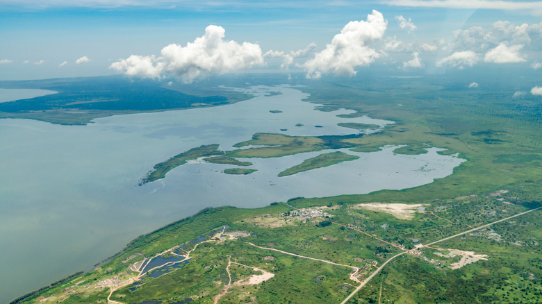 Aerial view of Lake Victoria in Africa
