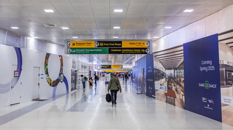 Renovation signs in an airport terminal at JFK
