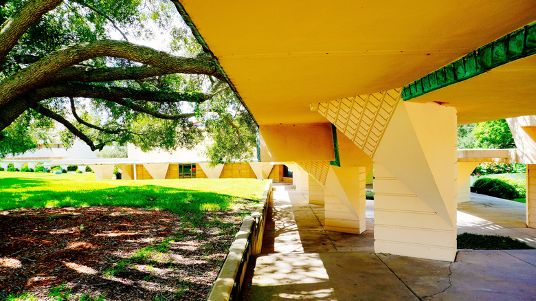 The esplanade designed by Frank Lloyd Wright at Florida Southern College in Lakeland, Florida