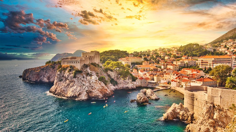 Sunrise over European city