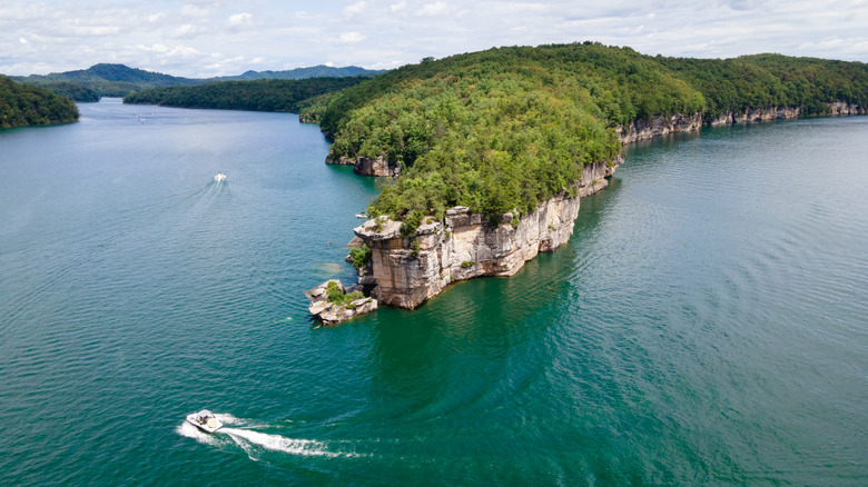 An aerial view of Summersville Lake