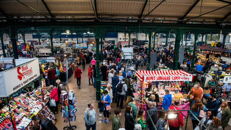 People shopping in St. George's Market on a Friday in Belfast, Northern Ireland