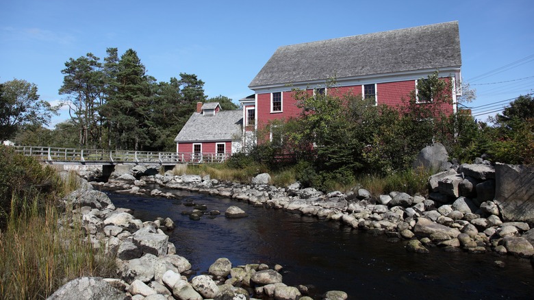 The Barrington Woolen Mill in Nova Scotia on a sunny day