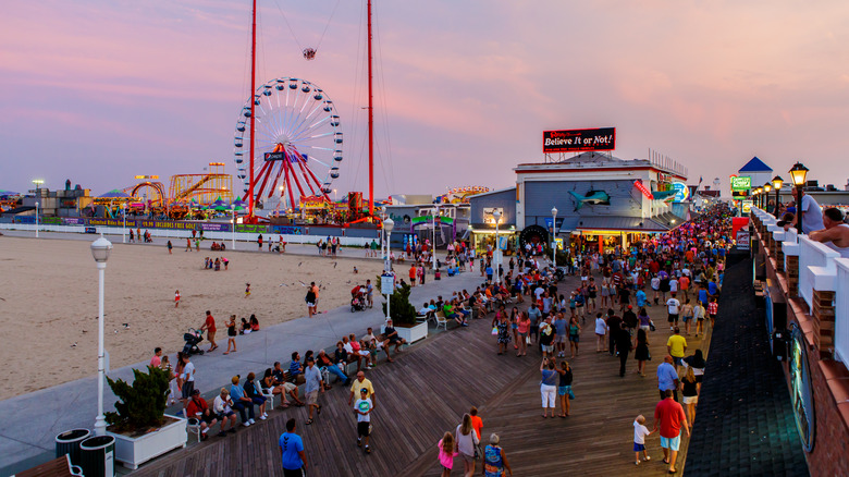 People walking along Ocean City Boardwalk