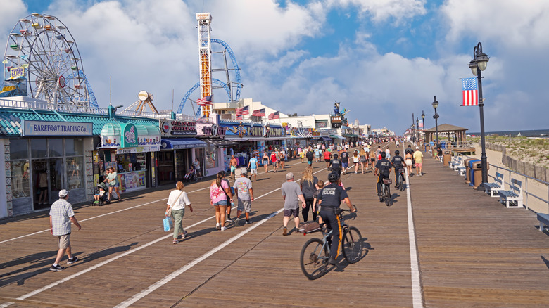 People walking along Ocean City Boardwalk