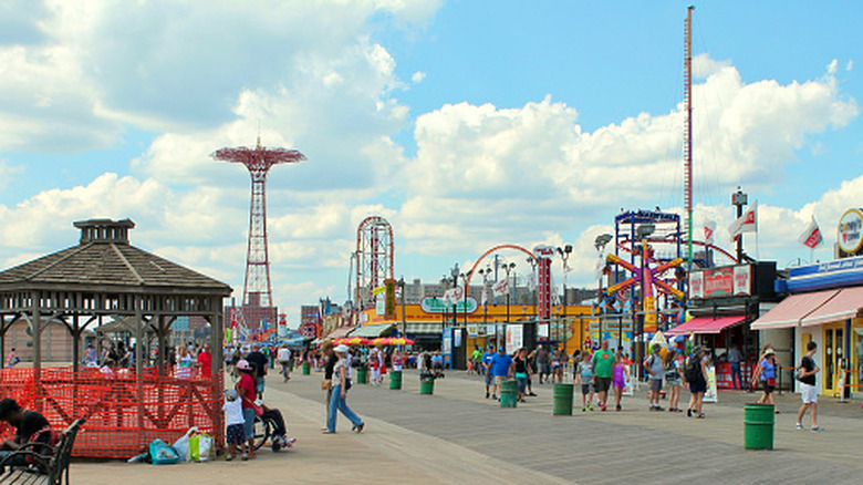 People walking on Riegelmann Boardwalk