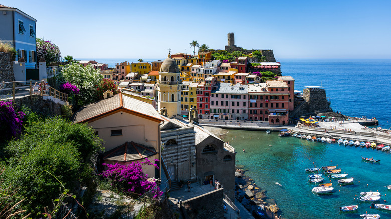 View of the town of Vernazza from the Blue Path (Sentiero Azzurro)