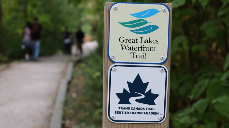 Trail markers on sign