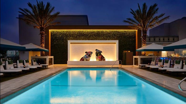 Rooftop pool at The London West Hollywood hotel in Los Angeles