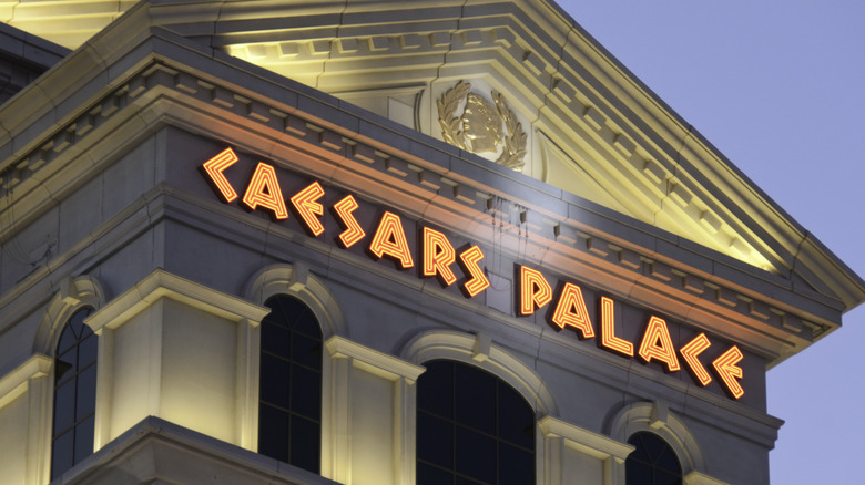 The front facade of Caesars Palace Hotel & Casino on the Las Vegas Strip
