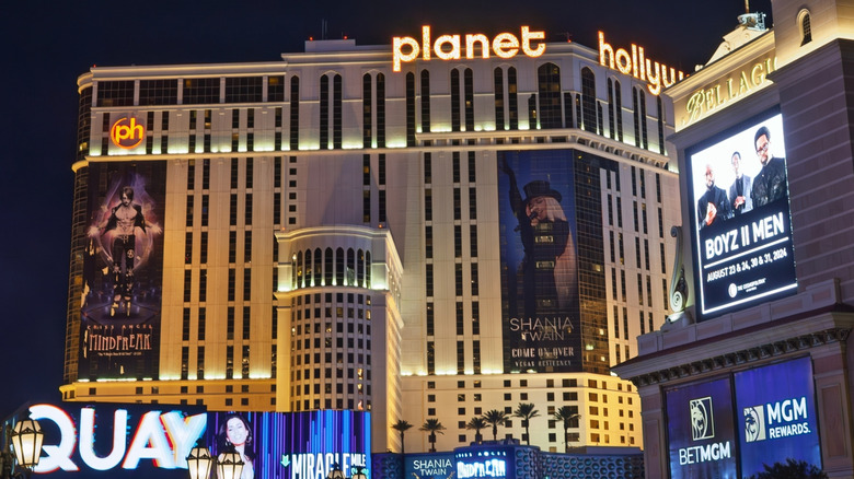 Night view of Planet Hollywood Resort and Casino on the Las Vegas Strip