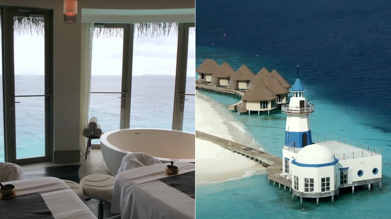 Spa room & The Lighthouse restaurant at the InterContinental Maldives