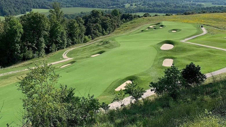 Undulating terrain at the Pete Dye Course at French Lick in Indiana