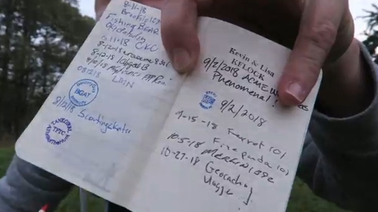 Geocaching log book from West Bend, Wisconsin