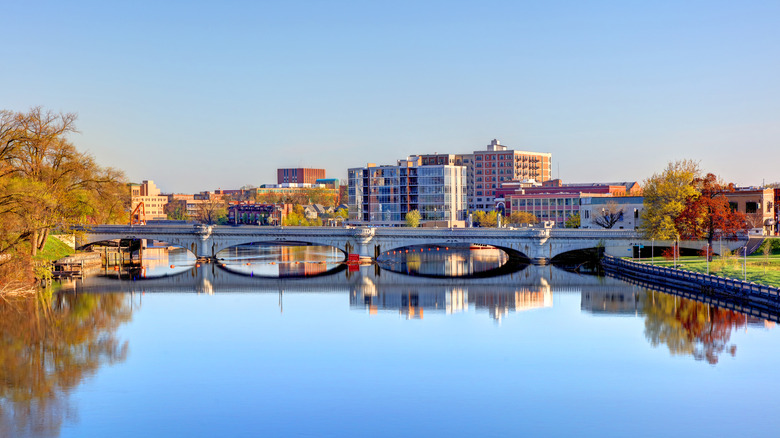 A view over a river of South Bend, Indiana